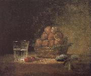 Jean Baptiste Simeon Chardin Lee s basket with two glass cups cherry stone oil painting